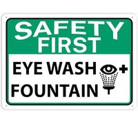First Eye Wash Fountain Heavy Duty Warning Metal Sign Tin Signs Aluminum Plaque for Outdoors Use Yard Farm Fence Home Wall Decor 8x12 inch
