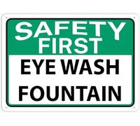 First Eye Wash Fountain Warning Metal Sign Tin Signs Aluminum Plaque for Outdoors Use Yard Farm Fence Home Wall Decor 8x12 inch