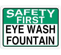 First Eye Wash Fountain Warning Metal Sign Tin Signs Aluminum Plaque for Outdoors Use Yard Farm Fence Home Wall Decor 8x12 inch
