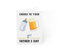 First Father's Day Card - Beer and Baby Bottle Design - 6 x 8 Inch - Eco-Conscious