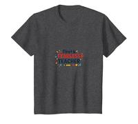 First & Fearless Teacher: Inspiring Educator Gift T-Shirt, Kids, Dark Heather Grey, 3 Years