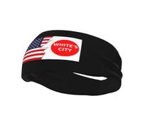 First Flag of White's City, New Mexico and America Headbands Men Women Non Slip Wicking Sports Sweatband for Gym Basketball Yoga Hairbands