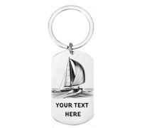 First Glass Designs Personalised Catamaran Sailor Keyring - Custom Engraved Stainless Steel Keychain - Sailing Gift for Boat & Catamaran Enthusiasts - Front & Back Custom Text