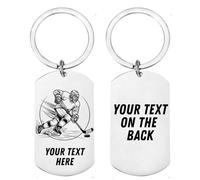 First Glass Designs Personalised Ice Hockey Keychain Gift - Custom Engraved Name & Message, Stainless Steel Dog Tag Keyring for Player, Coach & Team