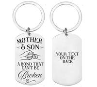 First Glass Designs Personalised Mother & Son Keyring, Engraved Stainless Steel, A Bond That Can't Be Broken, Mother's Day or Birthday Gift