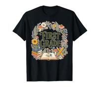 First Grade Back to School Cute Floral 1st Grader Girls Kids Value Graphic T-Shirt