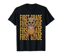 First Grade Capybara Teacher Back to School Rock Gesture T-Shirt