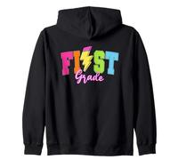 First Grade Colorful Lightning Bolt Zip Hoodie