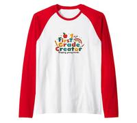 First Grade Creator: Shaping Young Minds Raglan Baseball Tee, Men, Red/White, S
