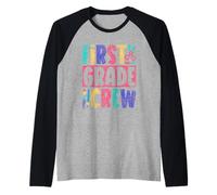 First Grade Crew Kids Pupil Teacher Back to School 1 One 1St Raglan Baseball Tee