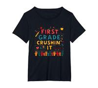 First Grade Crushin' It: Fun School Adventure for Kids T-Shirt, Women's Plus, Black, 5X