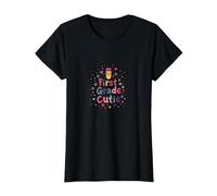 First Grade Cutie: Playful School Starter Celebration T-Shirt, Women, Black, L