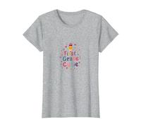 First Grade Cutie: Playful School Starter Celebration T-Shirt, Women, Heather Grey, L