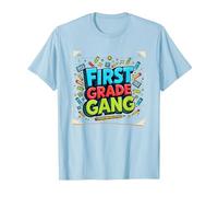 First Grade Gang School Supply Squad Fun Learning T-Shirt, Men, Baby Blue, S