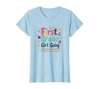 First Grade Girl Gang: Colorful School Adventure Squad T-Shirt, Women, Baby Blue, S