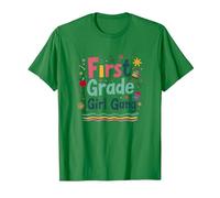 First Grade Girl Gang: Colourful School Adventure Team T-Shirt, Men, Kelly Green, XL