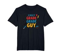 First Grade Grade Guy: Tough School Superhero T-Shirt, Men's Big and Tall, Black, 6X Tall