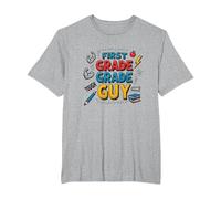 First Grade Grade Guy: Tough School Superhero T-Shirt, Men's Big and Tall, Heather Grey, 4X Tall