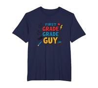 First Grade Grade Guy: Tough School Superhero T-Shirt, Men's Big and Tall, Navy, 3X Tall