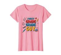 First Grade Grade Guy: Tough School Superhero T-Shirt, Women, Pink, XL