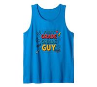 First Grade Grade Guy: Tough School Superhero Tank Top, Men, Sapphire, S