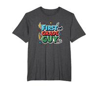First Grade Guy School Superhero Adventure T-Shirt, Men's Big and Tall, Dark Heather Grey, 3X Tall