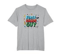 First Grade Guy School Superhero Adventure T-Shirt, Men's Big and Tall, Heather Grey, 2X Tall