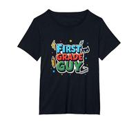 First Grade Guy School Superhero Adventure T-Shirt, Women's Plus, Black, 4X