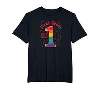 First Grade Here I Come Rainbow Celebration for Students T-Shirt, Men's Big and Tall, Black, 3X Tall