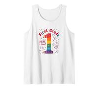 First Grade Here I Come Rainbow Celebration for Students Tank Top, Men, White, M