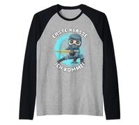 First Grade in School Ninja Here I Come Now Raglan Baseball Tee