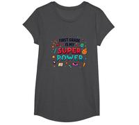 First Grade is My Super Power T-Shirt, Girls, Dark Heather Grey, Small