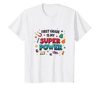 First Grade is My Super Power T-Shirt, Kids, White, 10 Years