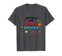 First Grade is My Super Power T-Shirt, Men, Dark Heather Grey, S
