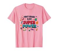 First Grade is My Super Power T-Shirt, Men, Pink, L
