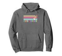 First Grade Retro Stripes Pencil Art Pullover Hoodie