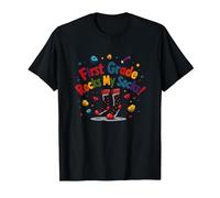 First Grade Rocks My Socks! Fun School Spirit Wear T-Shirt, Men, Black, 4XL