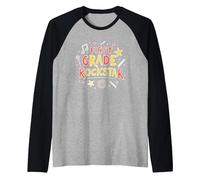 First Grade Rockstar: School Superstar Celebration Raglan Baseball Tee, Men, Black/Athletic Heather, S