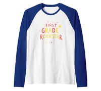 First Grade Rockstar: School Superstar Celebration Raglan Baseball Tee, Men, Royal Blue/White, S