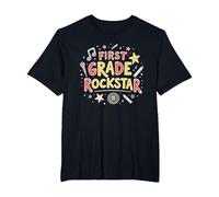 First Grade Rockstar: School Superstar Celebration T-Shirt, Men's Big and Tall, Black, 6X Tall
