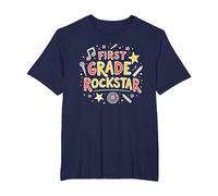 First Grade Rockstar: School Superstar Celebration T-Shirt, Men's Big and Tall, Navy, 6X Tall