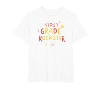 First Grade Rockstar: School Superstar Celebration T-Shirt, Men's Big and Tall, White, 4X Tall