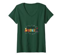 First Grade Rookie School Adventure for Young Learners V-Neck T-Shirt, Women, Forest Green, L