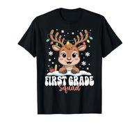 First Grade Squad Reindeer Christmas Lights Winter Kids T-Shirt