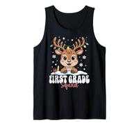 First Grade Squad Reindeer Christmas Lights Winter Kids Tank Top
