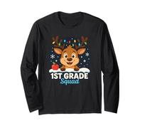 First Grade Squad Teachers Christmas Reindeer Lovers Xmas Long Sleeve T-Shirt
