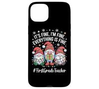 First Grade Teacher Gnome Everything Is Fine Funny Christmas Case for iPhone 15 Plus