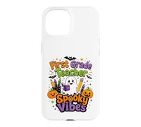 First Grade Teacher Spooky Vibes Ghost Design Case for iPhone 15