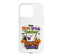 First Grade Teacher Spooky Vibes Ghost Design Case for iPhone 15 Pro Max