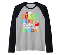 First Grade Teacher Thinks Amazing Educator Teaching Design Raglan Baseball Tee
